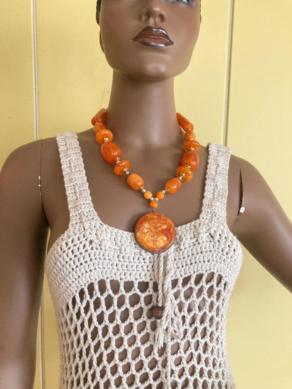 Orange Stone-Bead Necklace